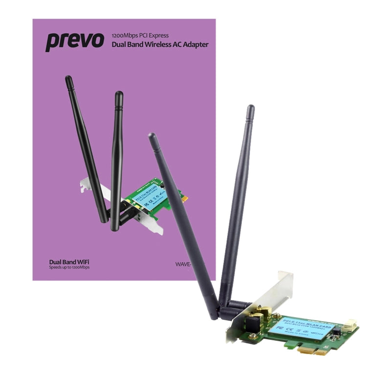 PREVO 1200mbps AC1200 PCI Express Dual Band Wireless AC Adapter 1