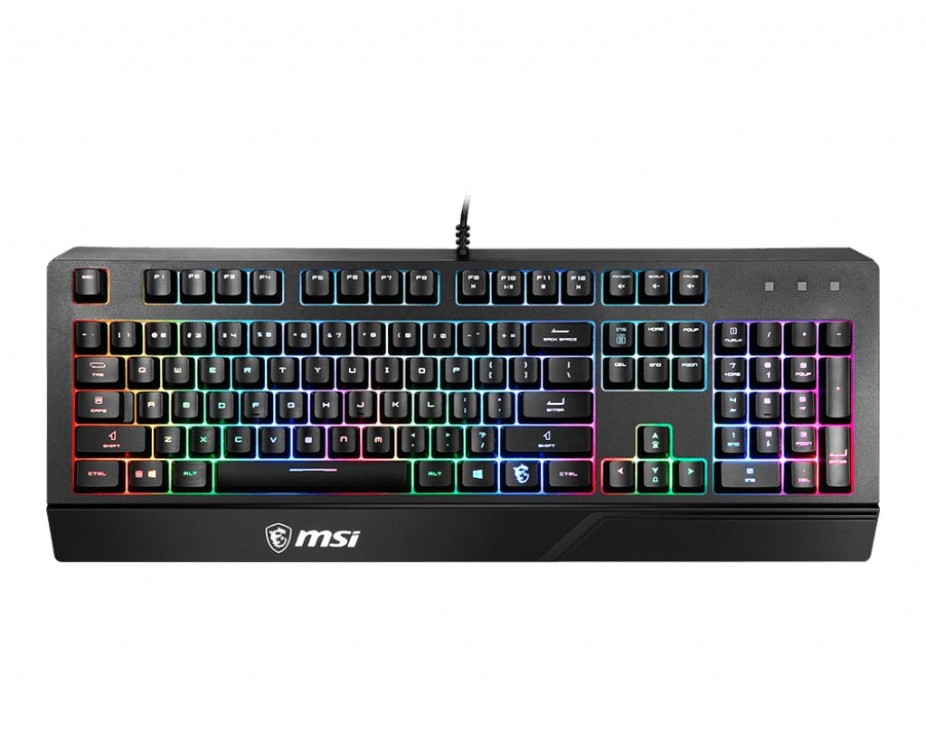 MSI VIGOR GK20 RGB Gaming Keyboard ' UK Layout, Membrane switches, Rainbow RGB Lighting effect, Ergonomic keycaps, Hotkeys for (New)