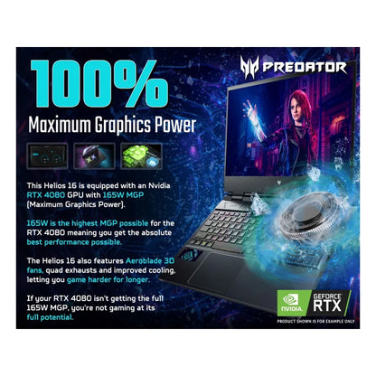 Acer Predator Helios 16 | Intel Core i9 | 16GB RAM | 1TB SSD | GeForce RTX 4080 Graphics | Windows 11 Home