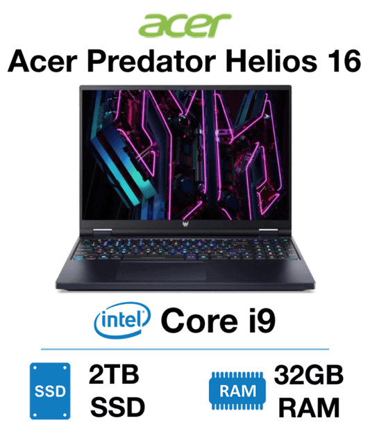Acer Predator Helios 16 | Intel Core i9 13900HX | 32GB RAM | 2TB SSD | GeForce RTX 4080 12GB Graphics | Windows 11 Home