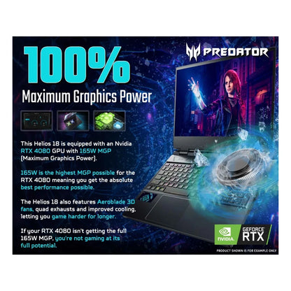 Acer Predator Helios 18 | Intel Core i9 | 16GB RAM | 1TB SSD | GeForce RTX 4080 Graphics | Windows 11 Home