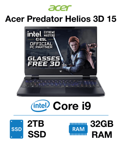 Acer Predator Helios 3D 15 | Intel Core i9 13900HX | 32GB RAM | 2TB SSD | GeForce RTX 4080 12GB Graphics | Windows 11 Home