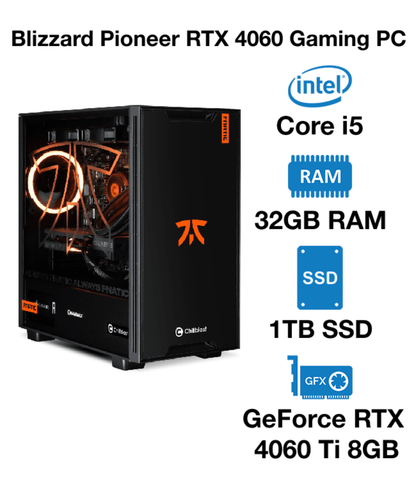 Blizzard Pioneer RTX 4060 Gaming PC | Intel Core i5 | 32GB RAM | 1TB SSD | GeForce RTX 4060 Ti 8GB | Windows 10 Pro