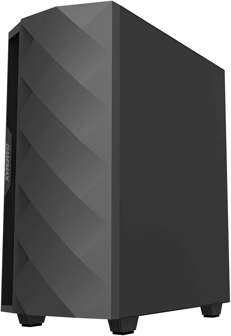 GAMEMAX Diamond ARGB Gaming Case w/ Glass Window ATX ARGB Strip & Angled Pattern Front Rear RGB Fan LED Button Black