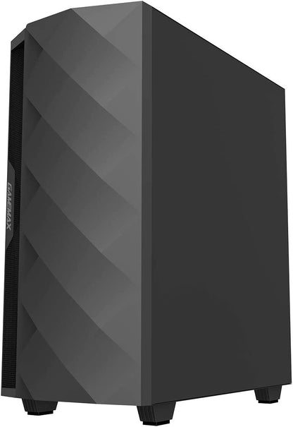 GAMEMAX Diamond ARGB Gaming Case w/ Glass Window ATX ARGB Strip & Angled Pattern Front Rear RGB Fan LED Button Black