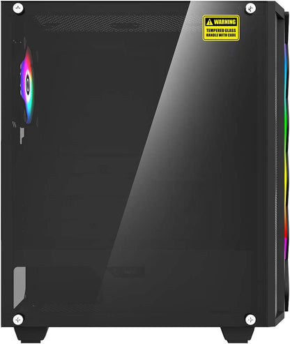 GAMEMAX Diamond ARGB Gaming Case w/ Glass Window ATX ARGB Strip & Angled Pattern Front Rear RGB Fan LED Button Black