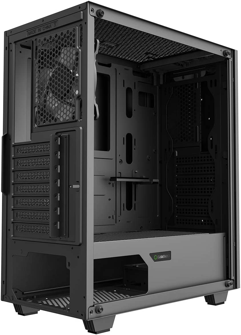 GAMEMAX Diamond ARGB Gaming Case w/ Glass Window ATX ARGB Strip & Angled Pattern Front Rear RGB Fan LED Button Black