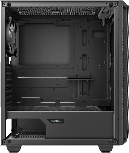 GAMEMAX Diamond ARGB Gaming Case w/ Glass Window ATX ARGB Strip & Angled Pattern Front Rear RGB Fan LED Button Black