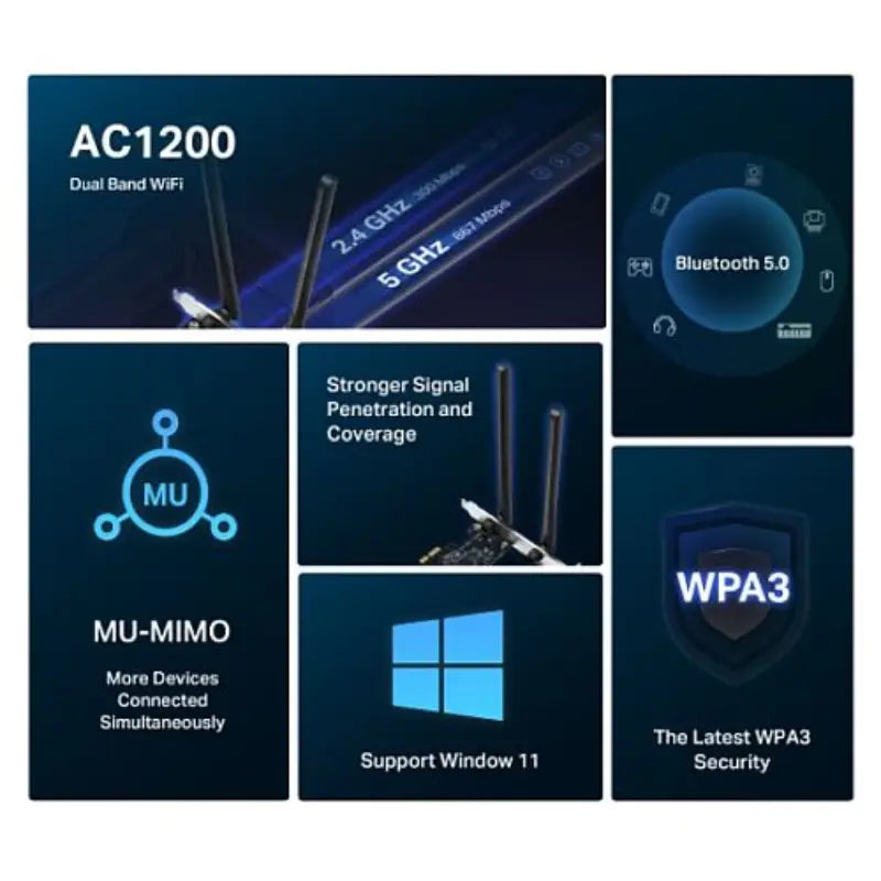 Mercusys (MA30E) AC1200 Dual Band Wi Fi Bluetooth PCI Express Adapter 2
