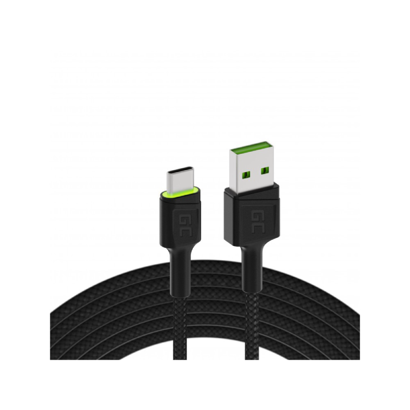 cable green cell ray usb cable usb c 120cm with green led backlight and support fast charging ultra charge qc 30 5