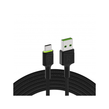 cable green cell ray usb cable usb c 120cm with green led backlight and support fast charging ultra charge qc 30 5