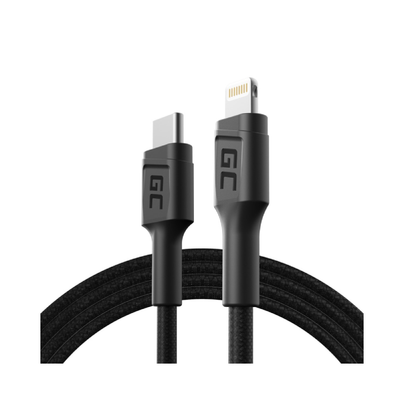 green cell stream usb c lightning cable 100cm with pover delivery support apple mfi certified