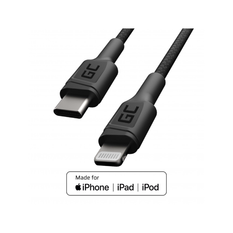 kabel przewod green cell power stream usb c lightning 100 cm ze wsparciem power delivery apple mfi certified 3